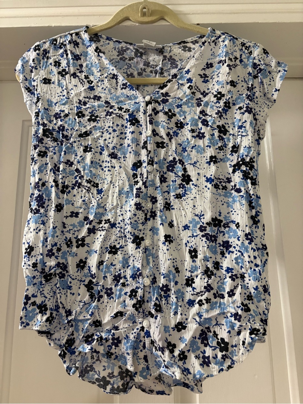 Liz Claiborne Women’s Floral Button-Front Short Sleeve Blouse Size Small